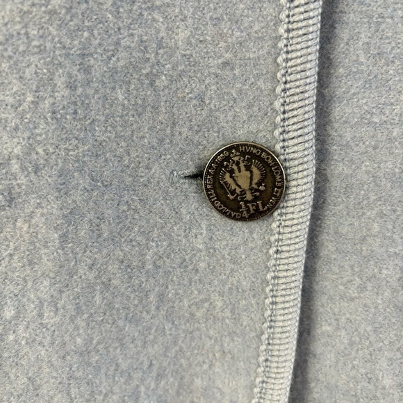 Scheiber M. 100% Wool Light Blue Vintage Smoking Jacket Crest Buttons Women’s M - Picture 7 of 16